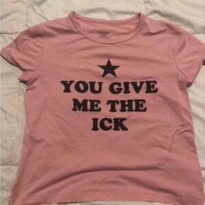 Pink Graphic Tee with Black Star and Text